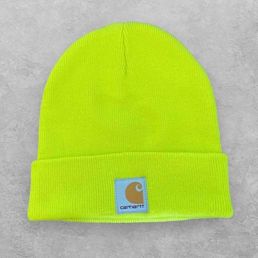 Carhartt Kids Youth Watch Hat Beanie Neon Lime Green AH8994 Cuffed Knit Cap OSFM